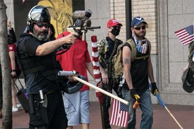 Armed, threatening counter protesters