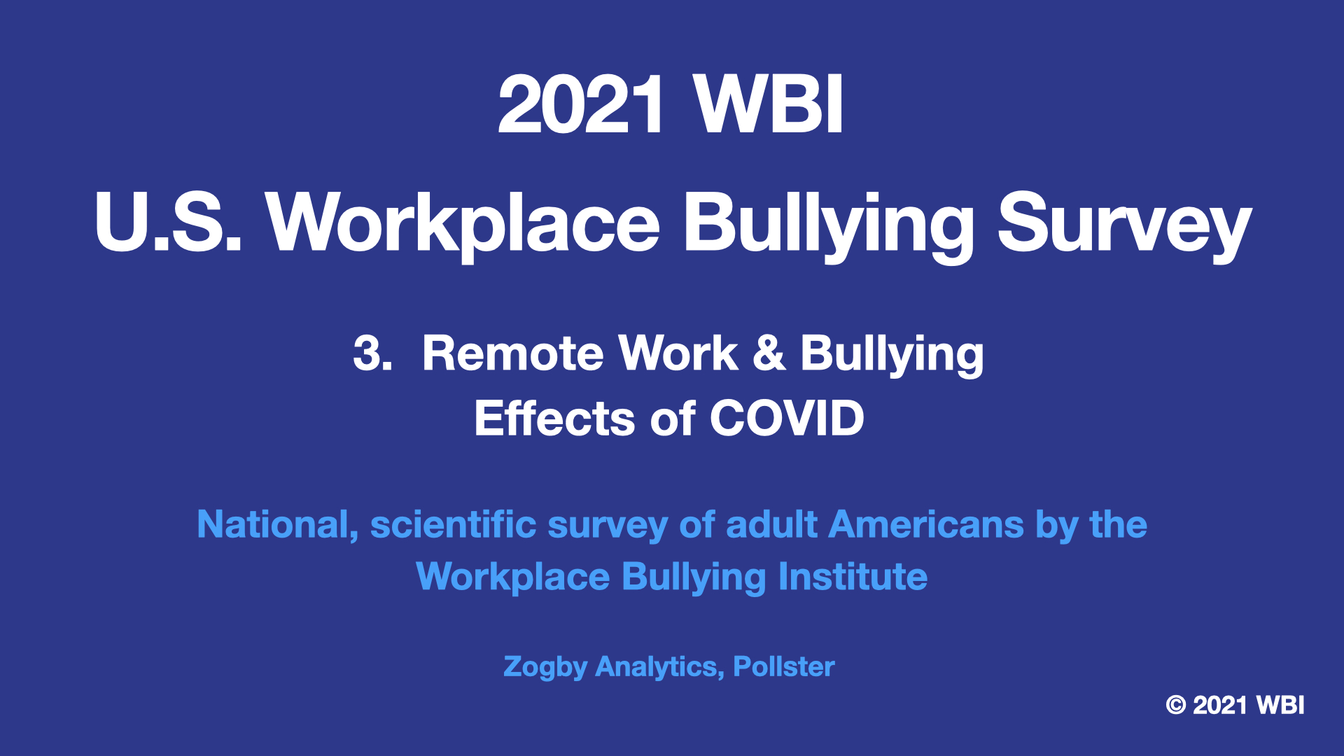 3. Remote Work / Covid 2021 WBI U.S. Workplace Bullying Survey Report