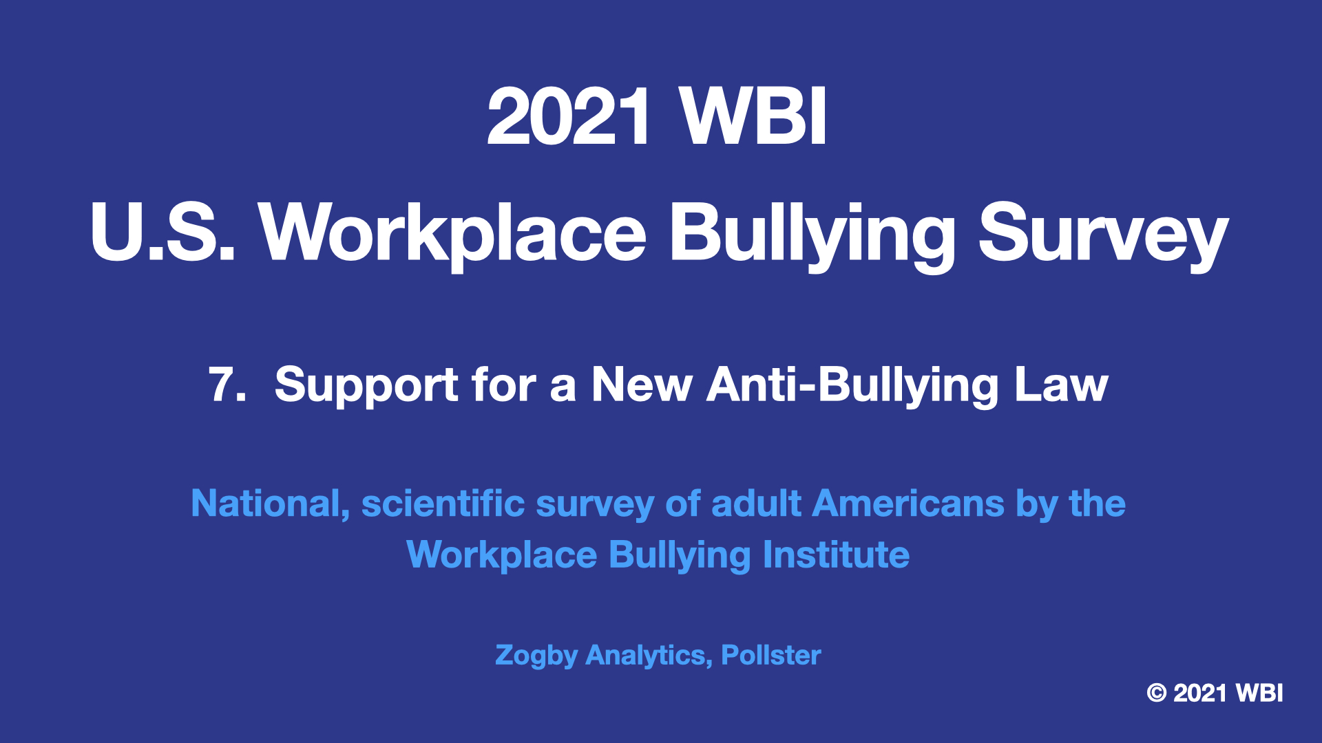 7. Support for Law 2021 WBI U.S. Workplace Bullying Survey Report